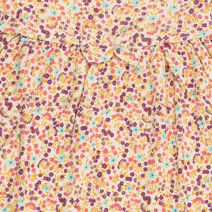 Infants' Pastel Floral Ruffled Sleeve Cotton Frock, ऑफ व्हाइट, large image number null