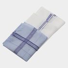 Men's Blue and White Checked and Striped Pack of 3 Handkerchief, मध्यम नीला, small