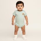 Infants Beige and Mint Green Cotton Round Neck Casual Bodysuit, गहरा पीला, small image number null