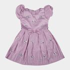 Girls' Lilac Puff Sleeve Embellished Party Frock, Lilac, small