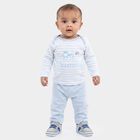 Infants' Light Blue 100% Cotton Round Neck Striped Baba Suit, Light Blue, small