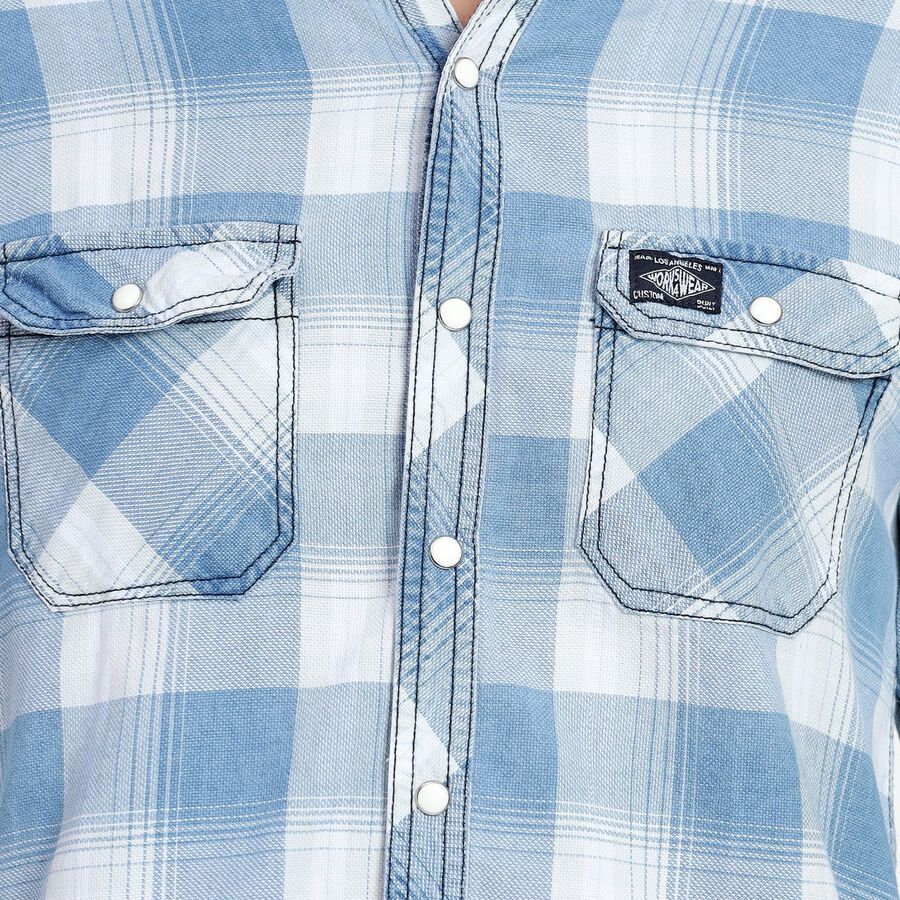 Men's 100% Cotton Casual Shirt, Dark Blue, large image number null