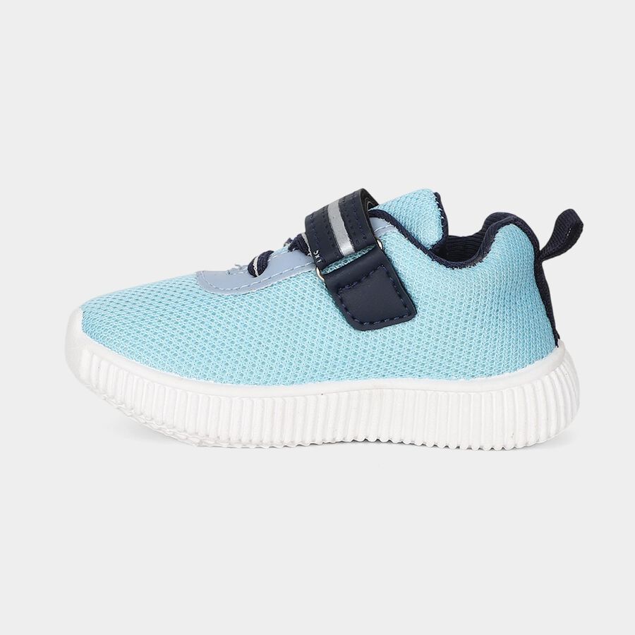 Boys' Light Blue Velcro Strap Sneakers, नीला, large