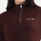Women's Deep Brown High Neck Casual Sweatshirt, भूरा, small image number null