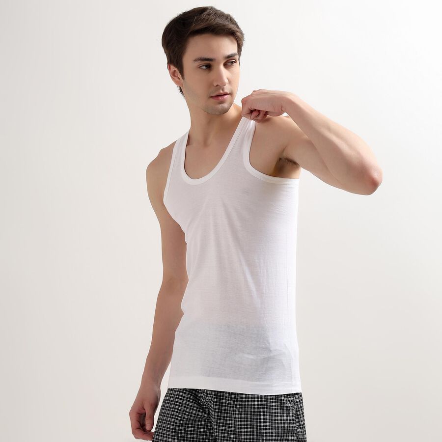 Men's 100% Cotton Basic Vest, White, large image number null