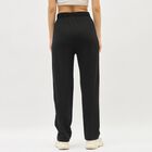 Women's Jet Black Regular Fit Side-Striped Track Pants, Black, small image number null