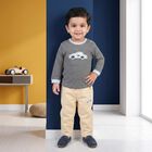 Infants' Blue 100% Cotton Round Neck Striped Baba Suit, रॉयल ब्लू, small