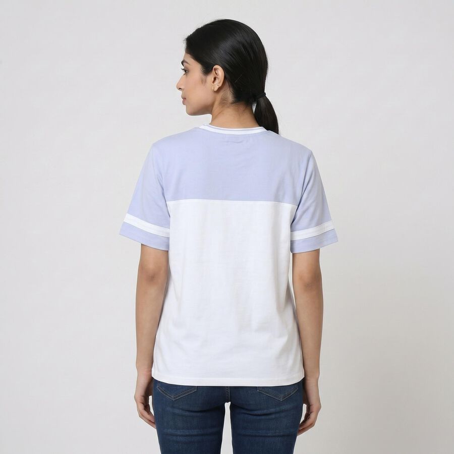 Women's Light Blue Cotton Round Neck Regular T-Shirt, Light Blue, large
