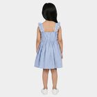 Girls' Light Blue Fit and Flare Floral Embroidered Frock, हल्का नीला, small