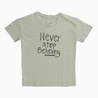 Girls Light Sage Green Cotton Round Neck Graphic T-Shirt, Light Green, small image number null