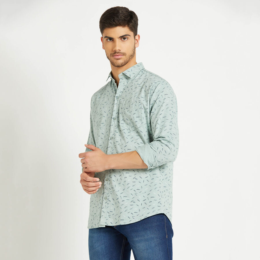 Cotton Printed Casual Shirt, Light Green, large image number null