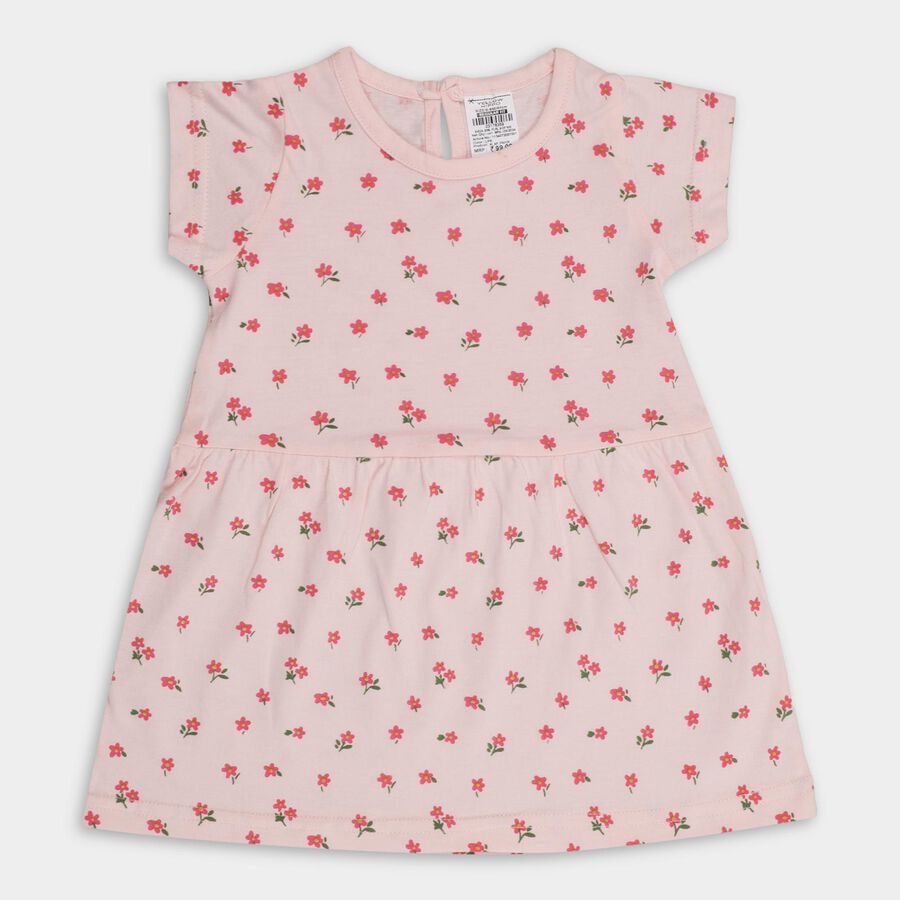 Infant Girls' 100% Cotton Frock, हल्का गुलाबी, large image number null