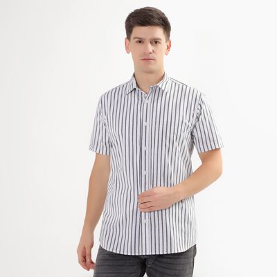Men's Rich White Cotton Regular Collar Casual Shirt