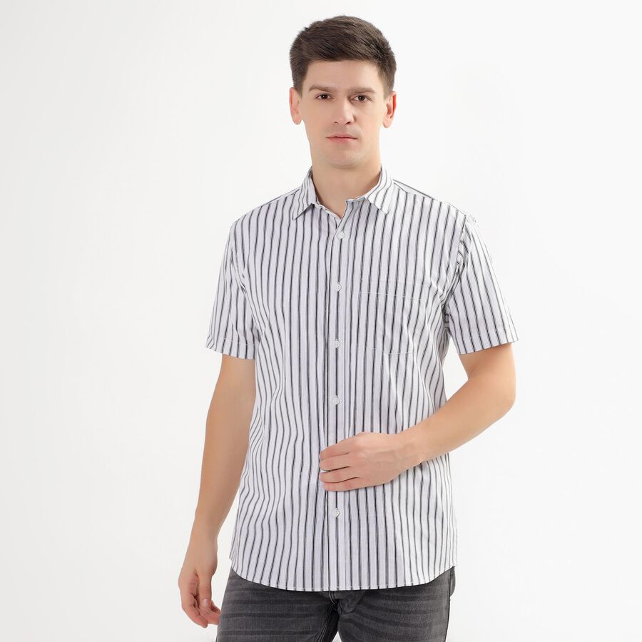 Men's Rich White Cotton Regular Collar Casual Shirt, White, large image number null