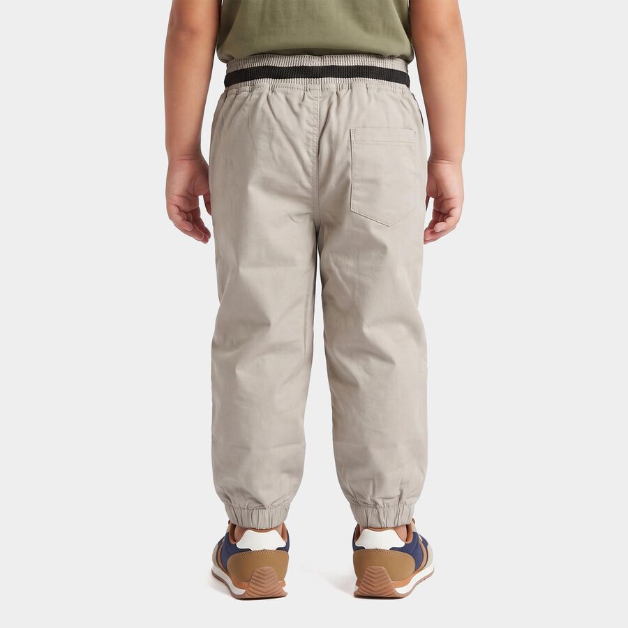 Boys Grey Regular Fit Drawstring Jogger Trousers, हल्का ग्रे, large