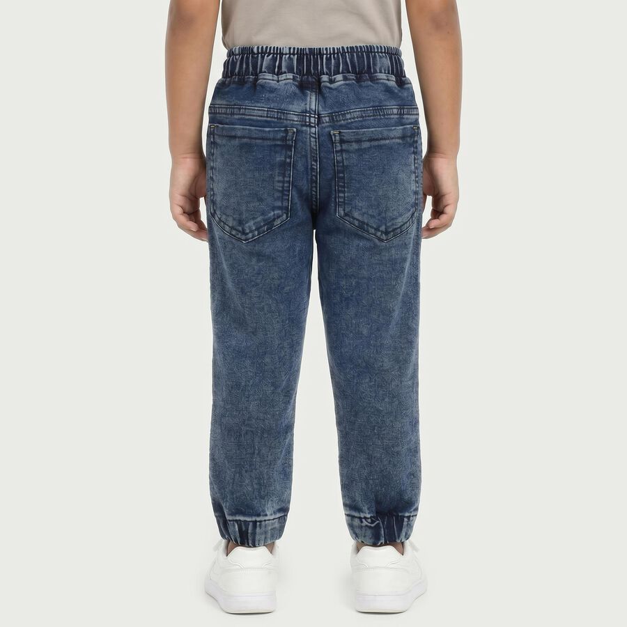 Boys Blue Jogger Fit Washed Jeans, Dark Blue, large