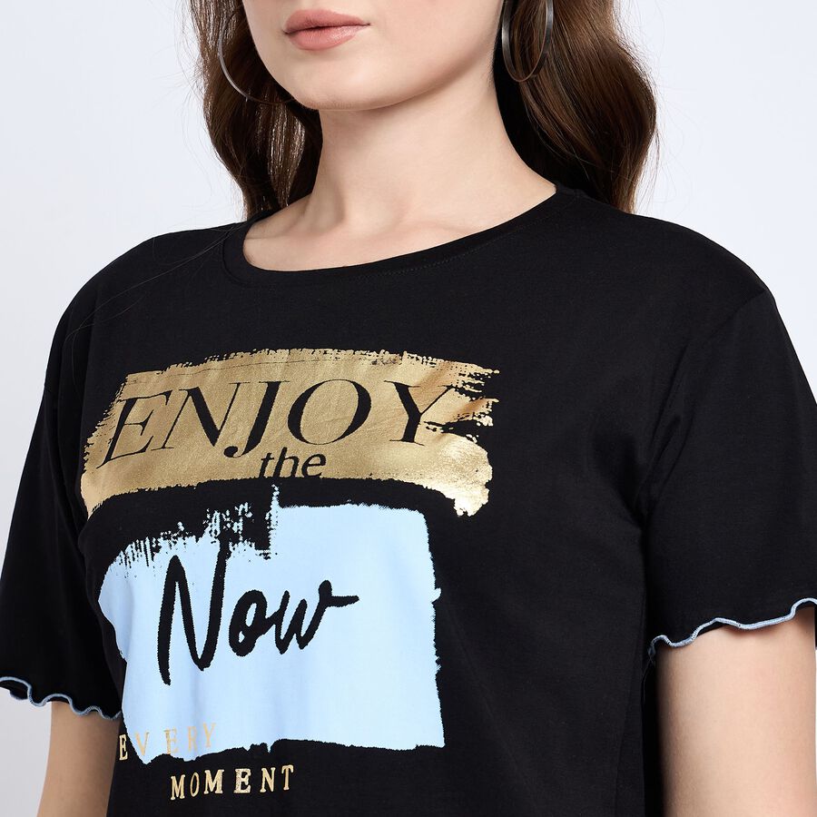 Ladies' 100% Cotton Crop  Top, Black, large image number null