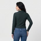 Women's Green V-Neck Regular Top, Dark Green, small