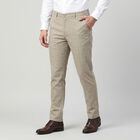 Men's Light Grey Slim Fit Checked Chino Trousers, हल्का ग्रे, small