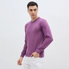 Men's Muted Purple Crew Neck Casual Pullover, Purple, small image number null