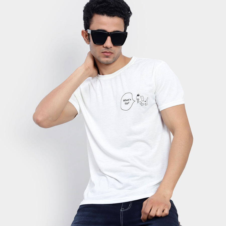 Round Neck T-Shirt, White, large image number null