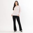 Women's Light Pink Crew Neck Casual Pullover, हल्का गुलाबी, small image number null