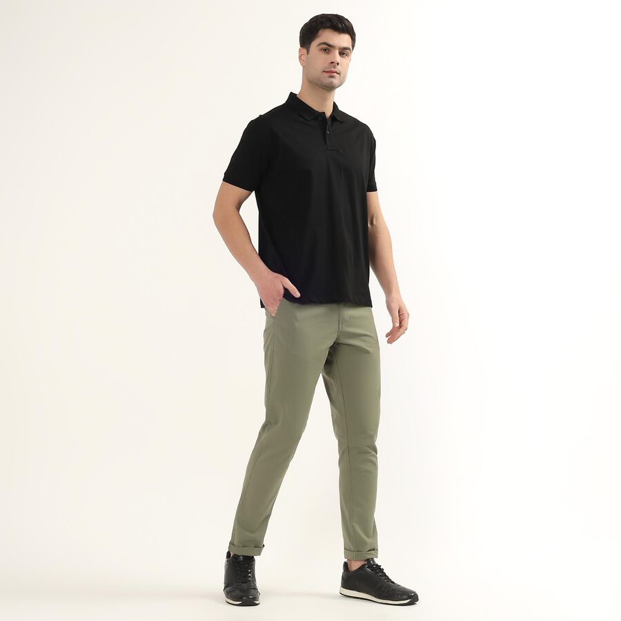 Men's Slim Fit Casual Trousers, Light Green, large