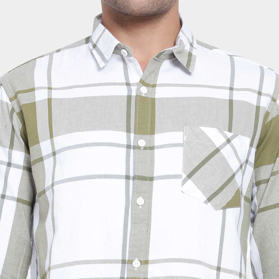 Cotton Checks Casual Shirt, Light Green, large image number null