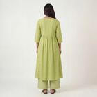 Women's Mint Green Cotton Notch Neck Printed Straight Kurta, Light Green, small