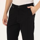 Men's Jet Black Slim Fit Casual Trousers, Black, small