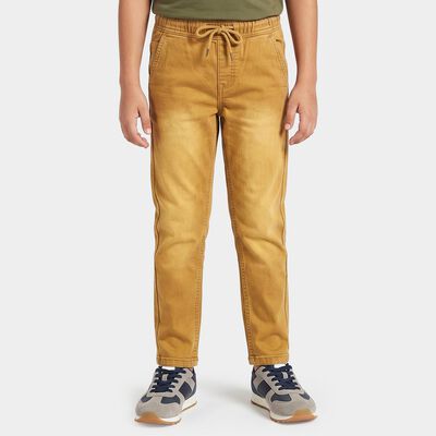 Boys' Khaki Jogger Fit Washed Jeans