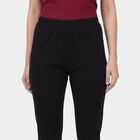 Women's Black Slim Fit Solid Elastic Waist Churidar, Black, small