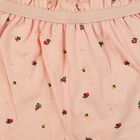 Girls' Peach Regular Fit Floral Printed Bloomer Shorts, Peach, small