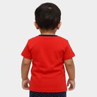 Infants' Red Cotton Round Neck Casual T-Shirt, Red, small