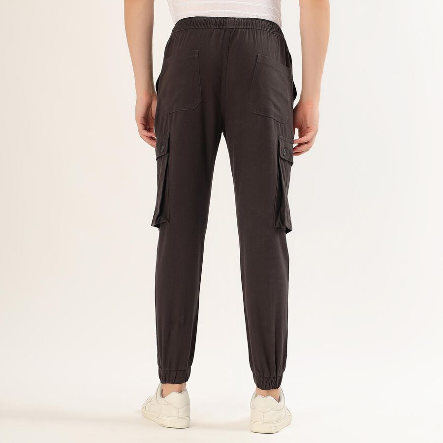 Men's Dark Brown Slim Fit Cargo Joggers, गहरा ग्रे, large image number null