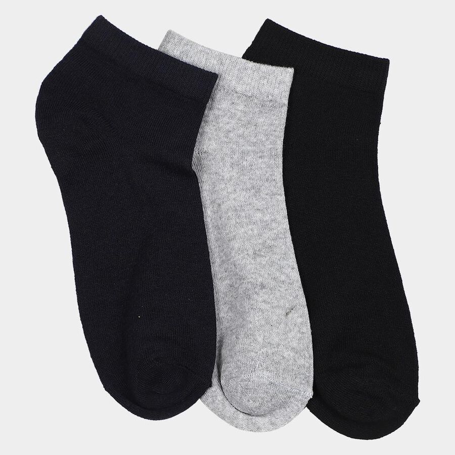 Men's Ankle Length Socks Pack of 3 ( Navy Blue, Charcoal, Black ), नेवी ब्लू, large