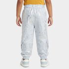 Girls' Light Blue Metallic Print Cotton Blend Pyjama, Light Blue, small