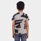 Boys Charcoal Cotton Round Neck Casual Half Sleeve T-Shirt, Charcoal, small