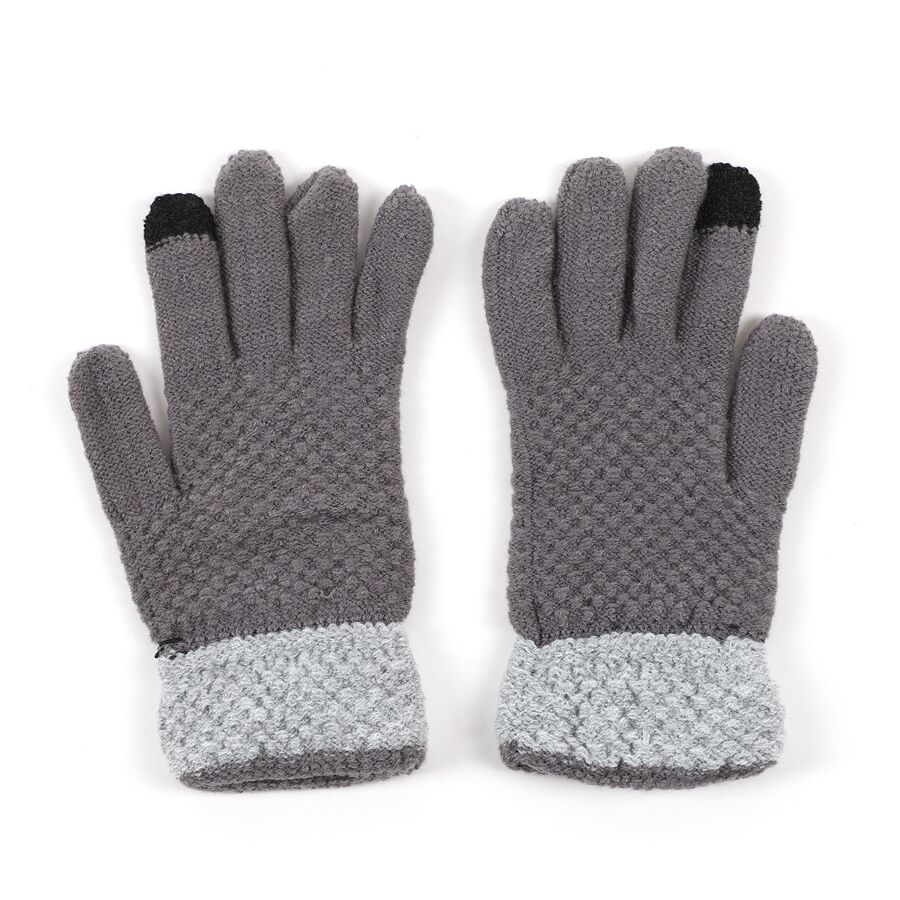 Men's Gloves, मिश्रित मध्यम ग्रे, large
