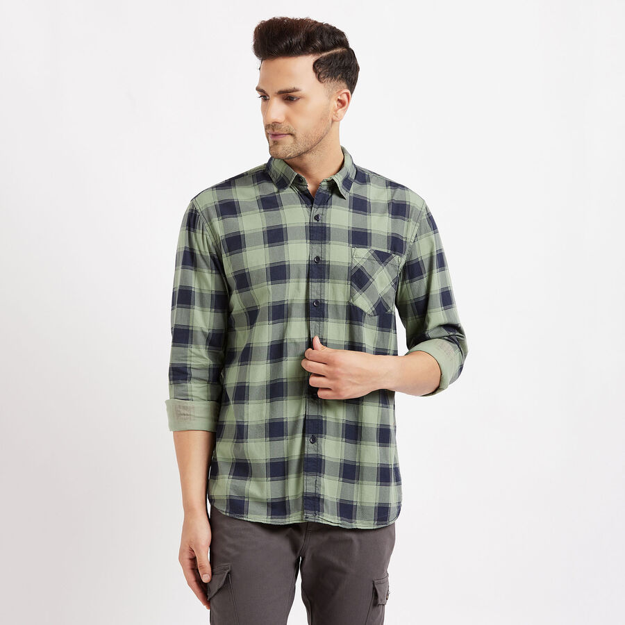 Checks Casual Shirt, Olive, large image number null