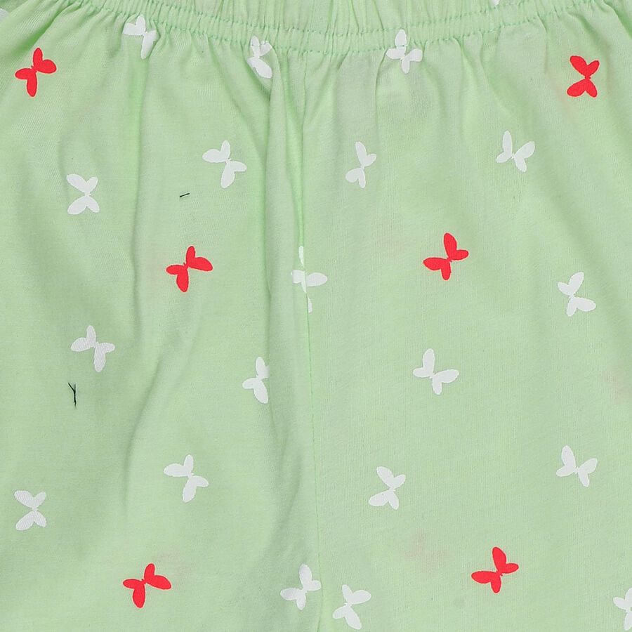 Girls' Light Green Regular Fit Printed Capri, Light Green, large