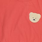 Girls' Coral Cotton Round Neck Casual T-Shirt, मूँगा (कोरल), small