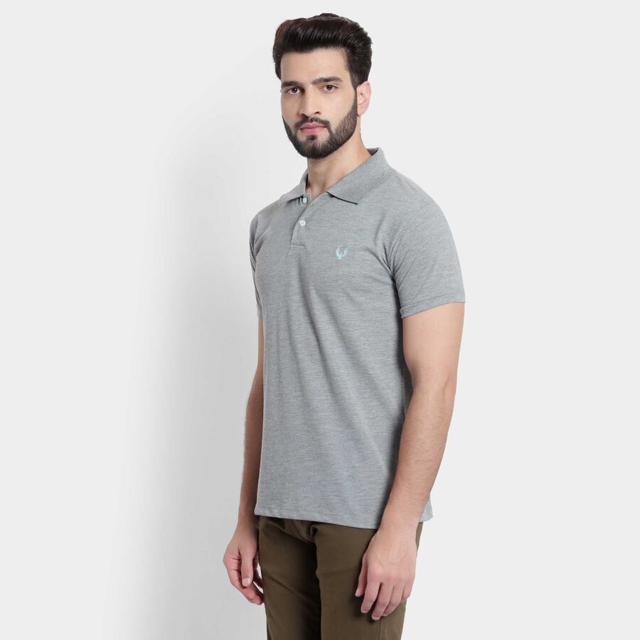 Solid Polo Shirt, Melange Mid Grey, large image number null