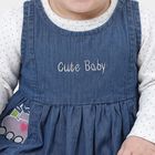 Infants' Blue Fit and Flare Embroidered Frock, गहरा नीला, small