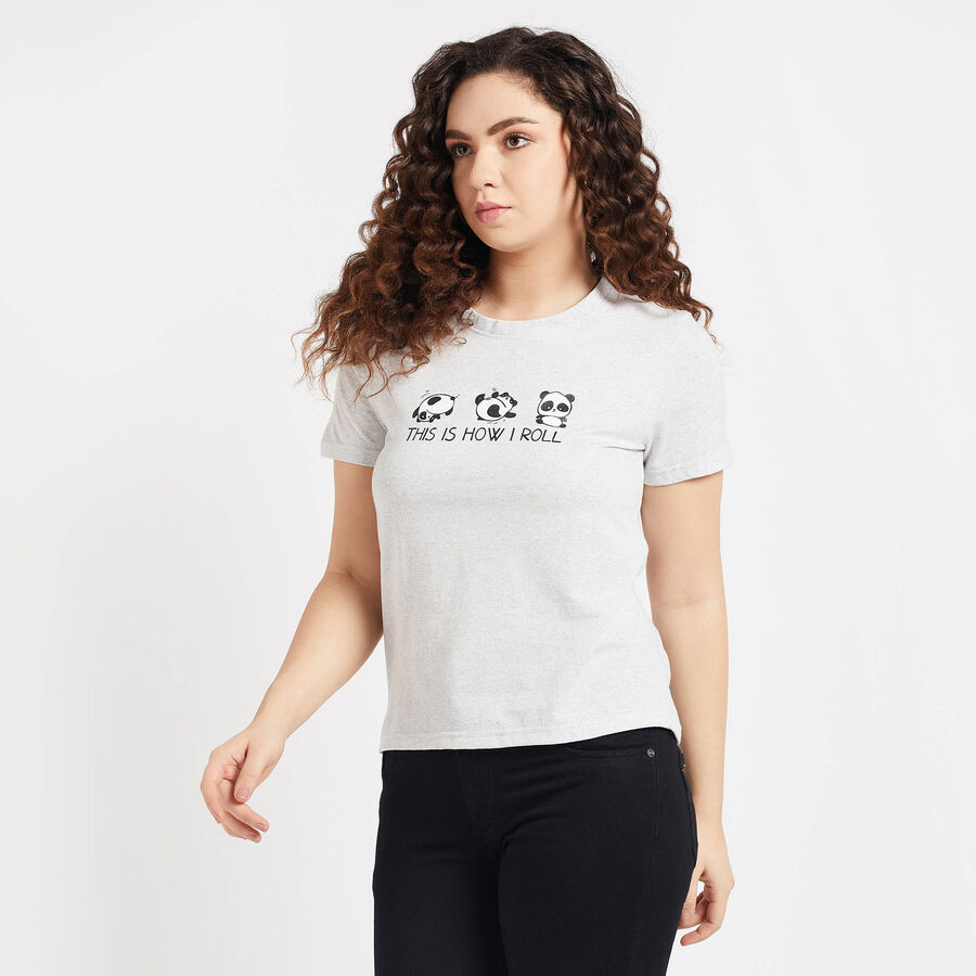 Round Neck T-Shirt, Ecru Melange, large image number null