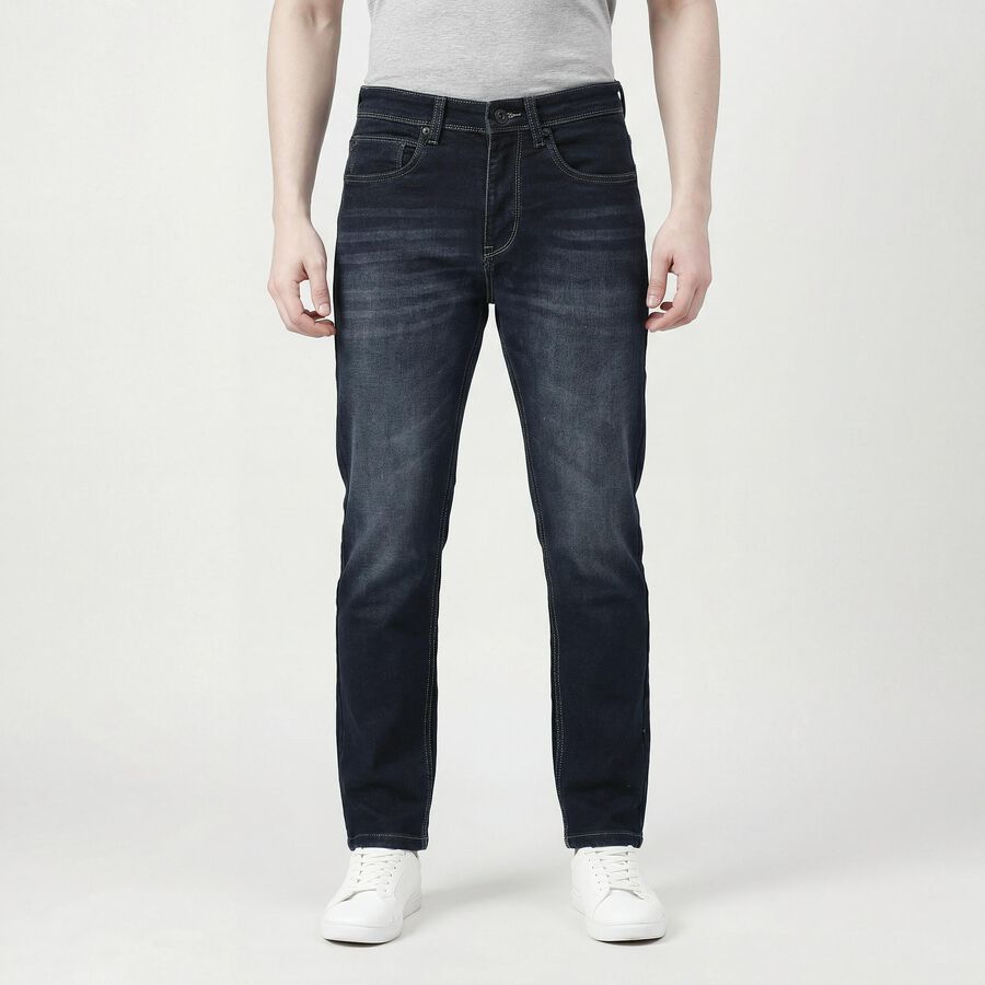 Men's Blue Slim Fit Classic Jeans, Dark Blue, large