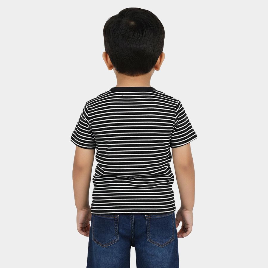 Boys Navy Blue Round Neck Casual Boys T-Shirt, Navy Blue, large