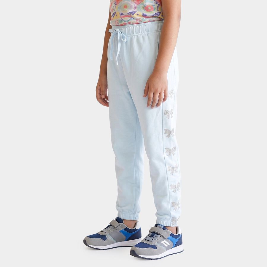 Girls' Light Blue Relaxed Fit Drawstring Jogger Pyjama, Light Blue, large