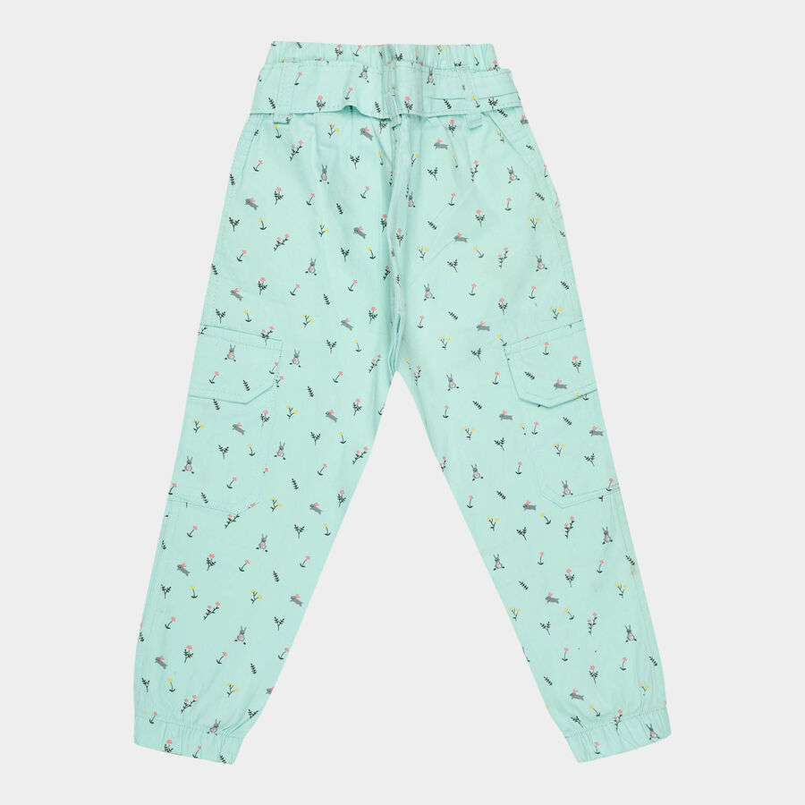 Girls All Over Print Trousers, Light Green, large image number null