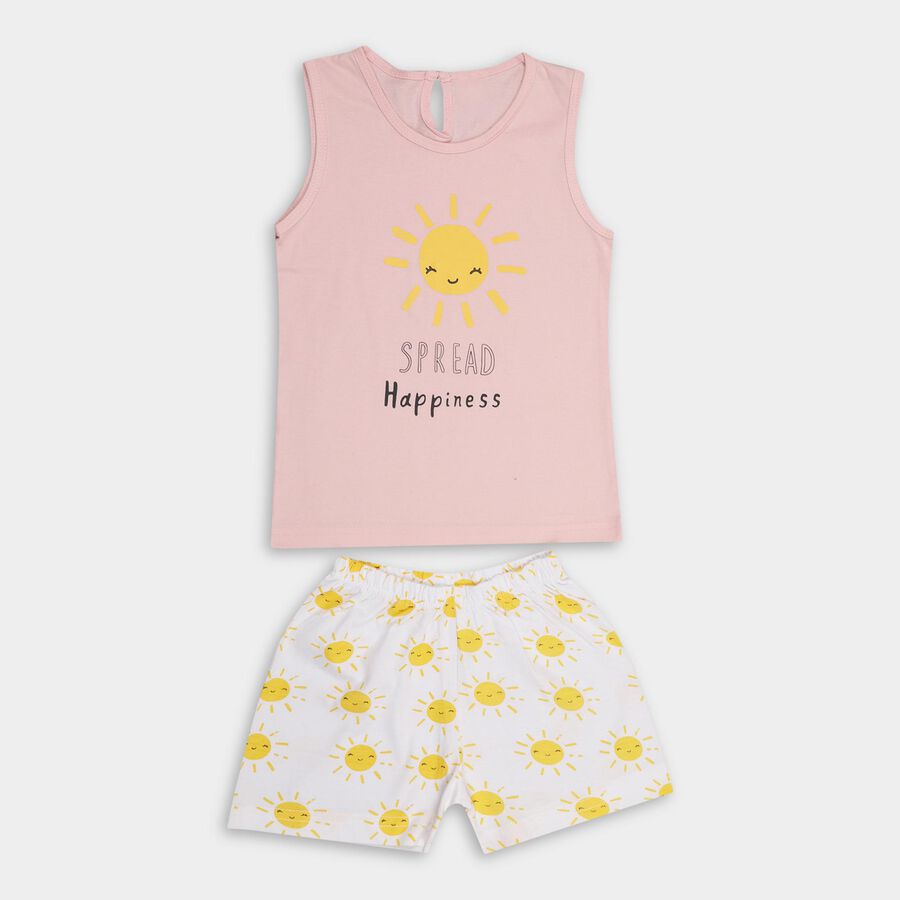 Infant Girls' 100% Cotton Short Set, Light Pink, large image number null